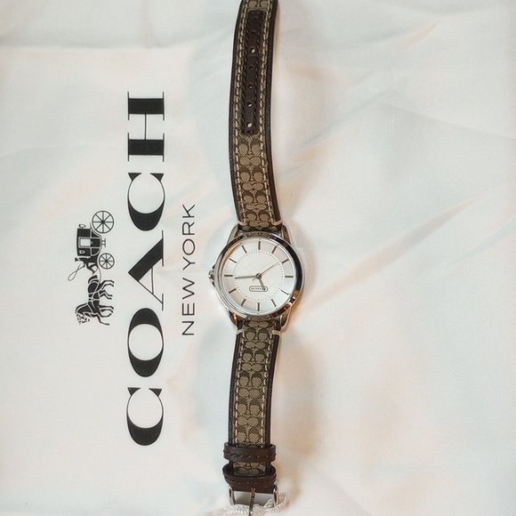 NWT Coach Watch. Brown/tan Classic C monogram band. - Picture 5 of 6